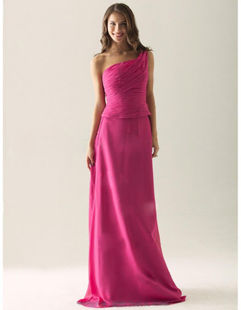 Simple A-Line One Shoulder Floor Length Chiffon Bridesmaid Dress