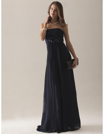 Cheap A-Line Strapless Floor Length Chiffon Bridesmaid Dress for Wedding