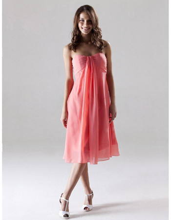 Custom Empire Sweetheart Knee Length Chiffon Bridesmaid Dress for Summer Wedding