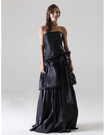 Cheap A-Line Strapless Floor Length Taffeta Bridesmaid Dress