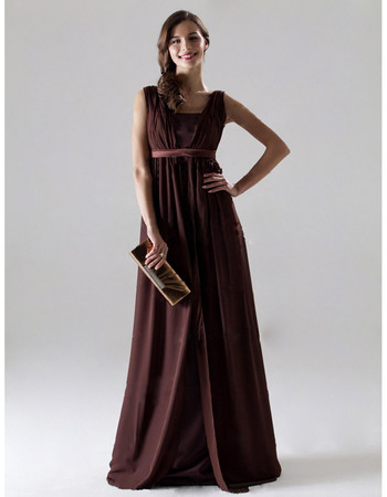 Elegant A-Line Square Floor Length Chiffon Bridesmaid Dress