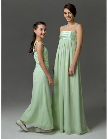 Empire Strapless Floor Length Chiffon Bridesmaid Dress for Sping Wedding