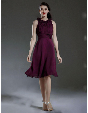Discount Stylish A-Line Knee Length Chiffon Bridesmaid Dress