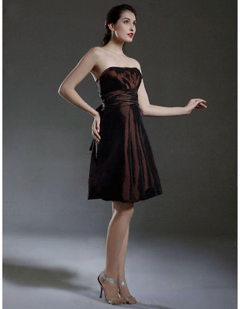 Vintage A-Line Strapless Short Taffeta Bridesmaid Dress for Women