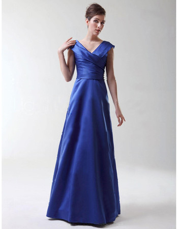 Modern A-Line V-Neck Floor Length Satin Bridesmaid Dress for Women