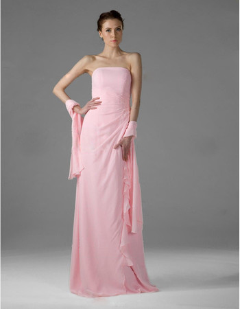 Vintage Chiffon Strapless Floor Length Bridesmaid Dress for Women