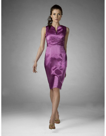 Vintage Bodycon Sheath/ Column Knee Length Satin Bridesmaid Dress