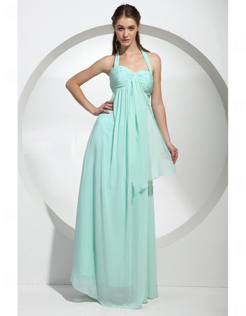 Empire Waist Halter Floor Length Chiffon Bridesmaid Dress for Women