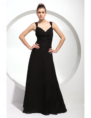 Designer A-Line Sweetheart Long Black Chiffon Bridesmaid Dress for Women