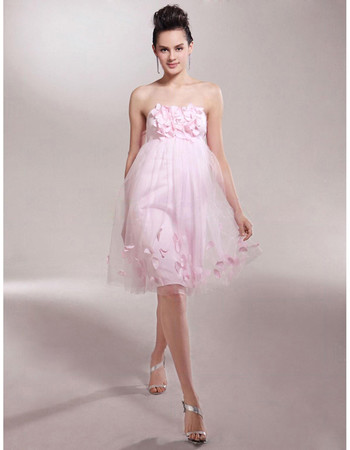 Sexy Empire Strapless Knee Length Organza Bridesmaid Dress for Maid of Honour