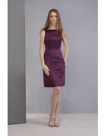 Bodycon Column/ Sheath Short Satin Bridesmaid Dress for Maid of Honour