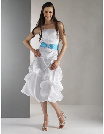 Custom A-Line Strapless Knee Length Taffeta Bridesmaid Dress for Maid of Honour