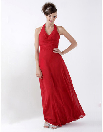 Sheath Halter Floor Length Satin Bridesmaid Dress for Maid of Honour