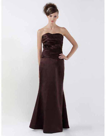 Mermaid/ Trumpet Strapless Floor Length Satin Bridesmaid Dress for Maid of Honour