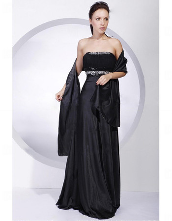 Cheap Custom A-Line Strapless Black Prom Evening Dress for Women