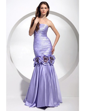Chic A-Line Strapless Floor Length Prom Evening Dress for Women