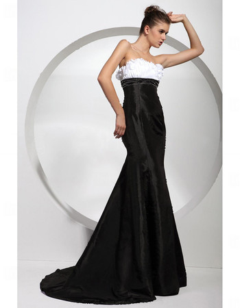 Custom Mermaid/ Trumpet Strapless Satin Prom Evening Dress for Women