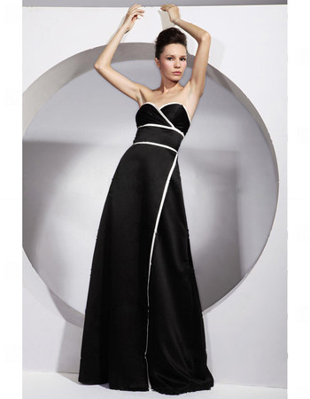 Modern A-Line Sweetheart Black Satin Prom Evening Dress for Women