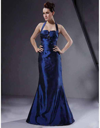 Vintage Mermaid Halter Floor Length Prom Evening Dress for Women