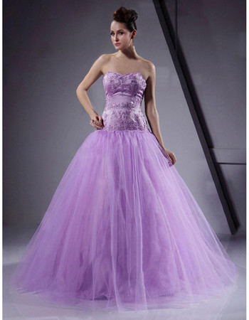 Classic Ball Gown Long Organza Prom Evening Dress for Women