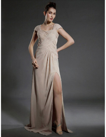 Classic Brush/ Sweep Train Chiffon Prom Evening Dress with Split for Women