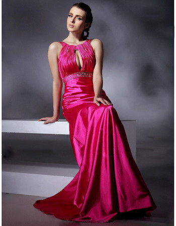 Modern A-Line Floor Length Satin Prom Evening Dress for Women