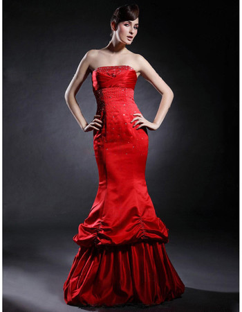 Chic Mermaid/ Trumpet Strapless Long Prom Evening Dress for Women