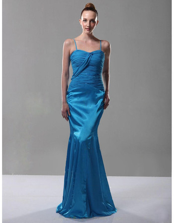 Modern Mermaid/ Trumpet Spaghetti Straps Satin Prom Evening Dress for Women
