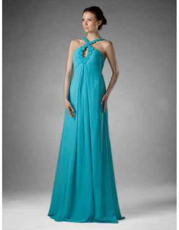 Modern Floor Length Empire Halter Chiffon Prom Evening Dress for Women