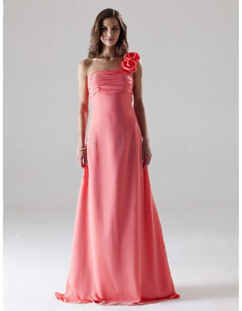 Classic Empire Chiffon One Shoulder Prom Evening Dress for Women