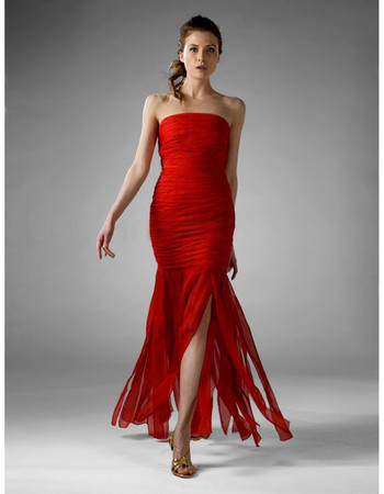 Designer Mermaid/ Trumpet Strapless Ankle Length Prom Evening Dress
