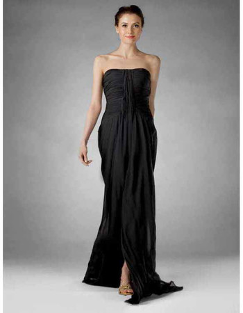 Sexy Column Strapless Floor Length Chiffon Prom Evening Dress