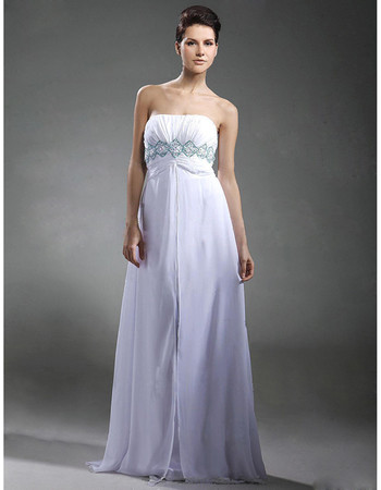 Empire Waist Strapless Floor Length Chiffon Prom Evening Dress for Women