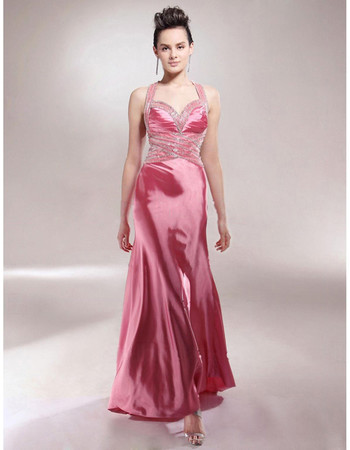 Women's Sexy Sheath Sweetheart Asymmetric Satin Evening Dress