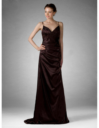 Vintage Spaghetti Straps Satin Prom Evening Dress for Women