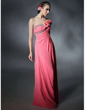 Elegant Sheath Sweetheart Chiffon Prom Evening Dress for Women