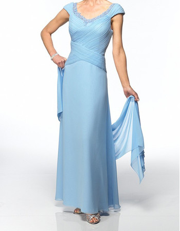 Custom A-Line V-Neck Floor Length Chiffon Mother of the Bride Dress