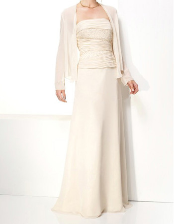 Elegant A-Line Strapless Floor Length Chiffon Mother Dress for Wedding