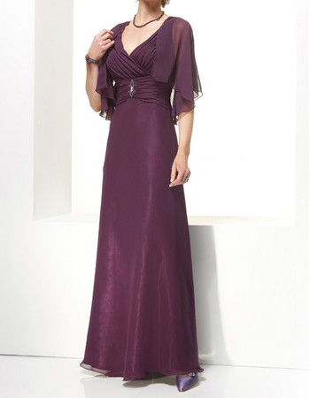 Designer A-Line V-Neck Floor Length Chiffon Mother of the Bride/ Groom Dress