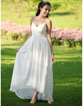 Casual Empire Spaghetti Straps Asymmetric Chiffon Dress for Spring Wedding