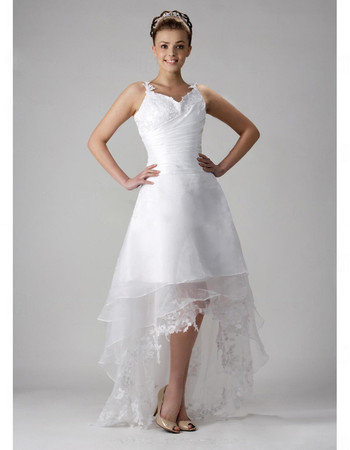 Inexpensive Designer Classic A-Line Straps High-Low Wedding Dress
