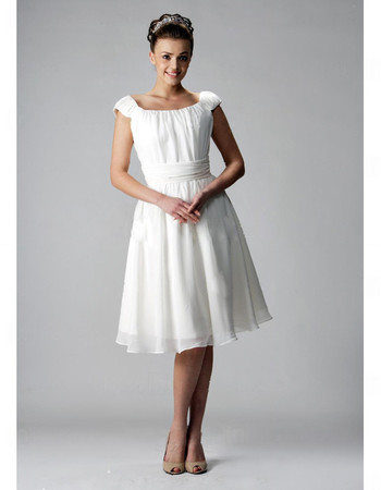 Classic A-Line Square Chiffon Short Reception Wedding Dress