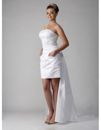 Custom Designer Column/ Sheath Strapless Short/ Mini Wedding Dress