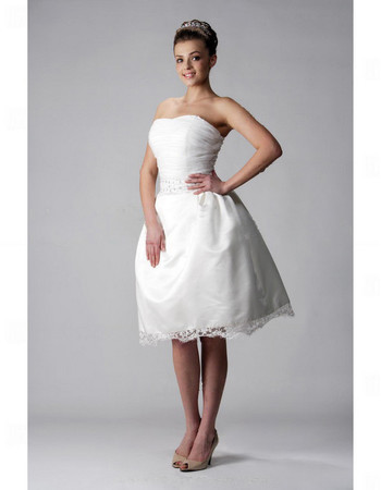 Discount A-Line Strapless Short Reception Wedding Dress