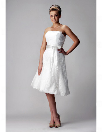 Informal A-Line Strapless Short Reception Wedding Dress