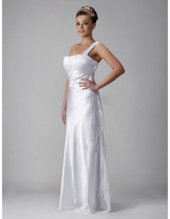 Custom Vintage Sheath/ Column One Shoulder Floor Length Wedding Dress