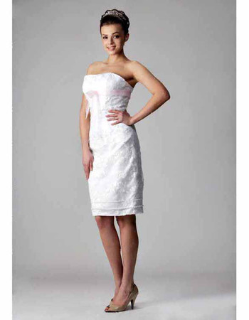 Cheap Classic Column/ Sheath Strapless Short Beach Wedding Dress