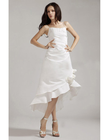 Designer Chic A-Line Spaghetti Straps Asymmetric Beach Wedding Dress