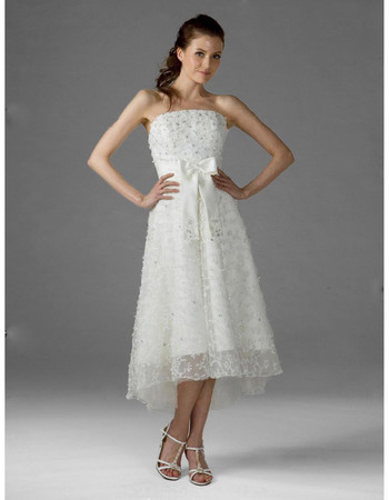 A-Line Strapless Lace Short Informal Wedding Dress for Petite Brides