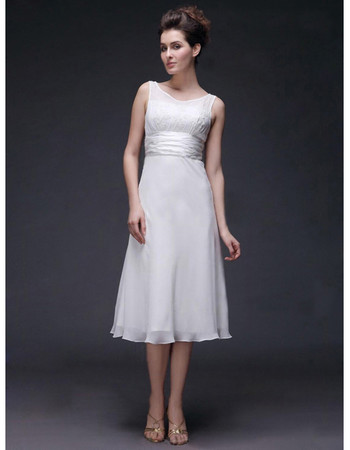 Affordable Modern A-Line Scoop/ Round Short Slender Wedding Dress - US